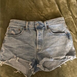 Levi's Blue Jean Shorts Distressed Frayed Hem